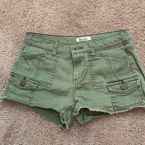 Olive green short shorts